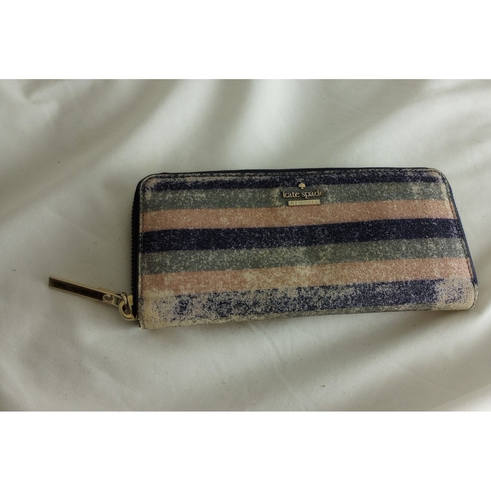 GENUINE KATE SPADE OWEN LANE LINDSAY CONTINENTAL WALLET Striped Fabric